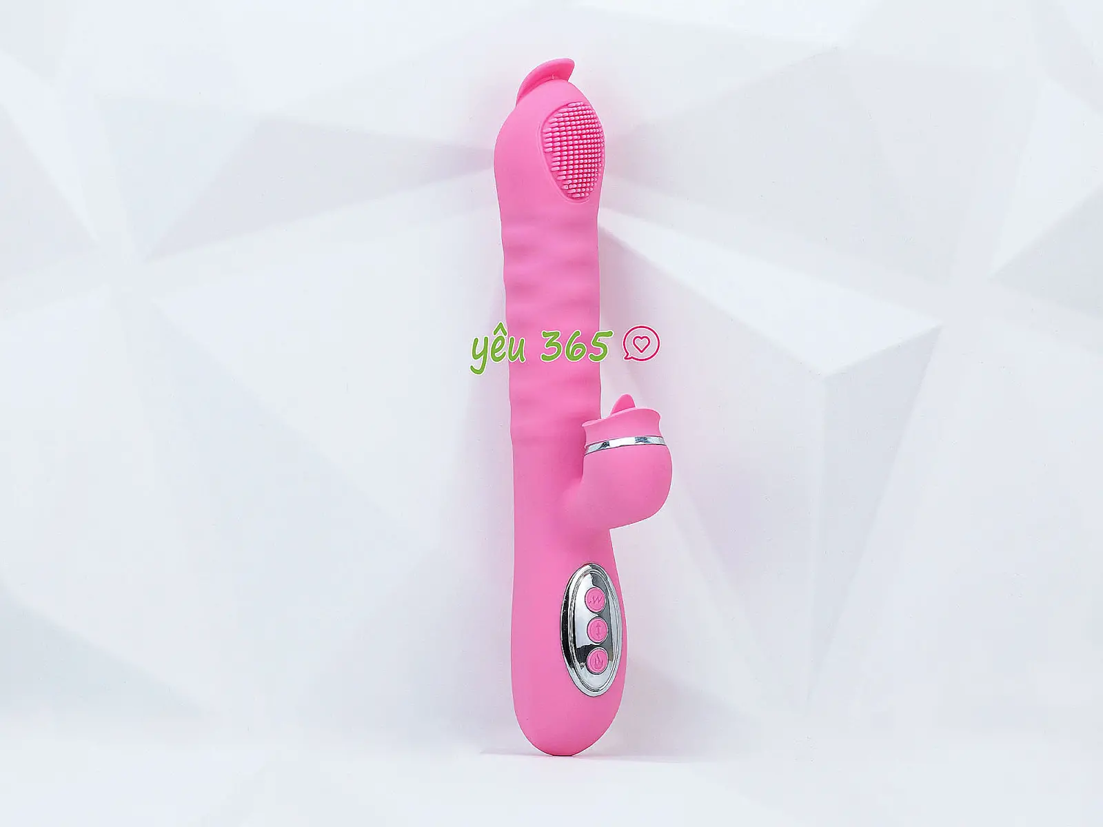 Máy mát xa lưỡi liếm 2 đầu Telescopic liếm, rung, thụt pin sạc, ấm nóng