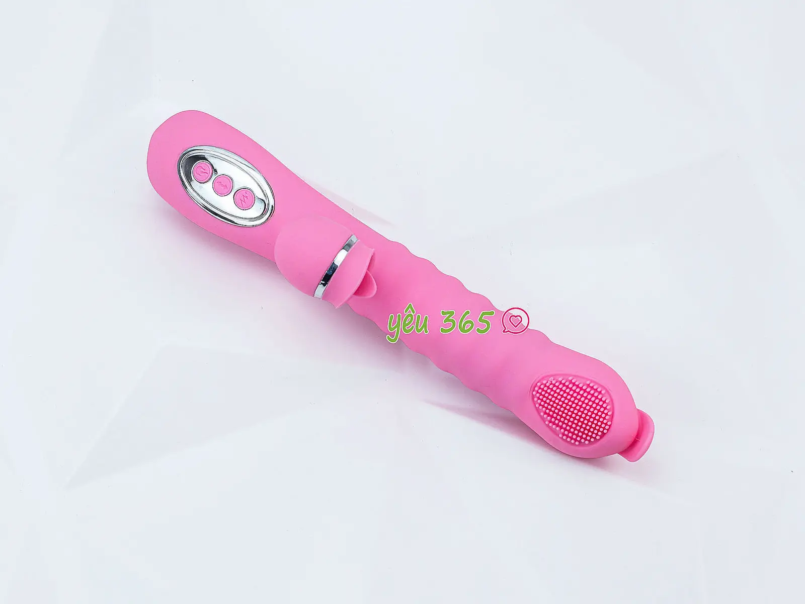 Máy mát xa lưỡi liếm 2 đầu Telescopic liếm, rung, thụt pin sạc, ấm nóng