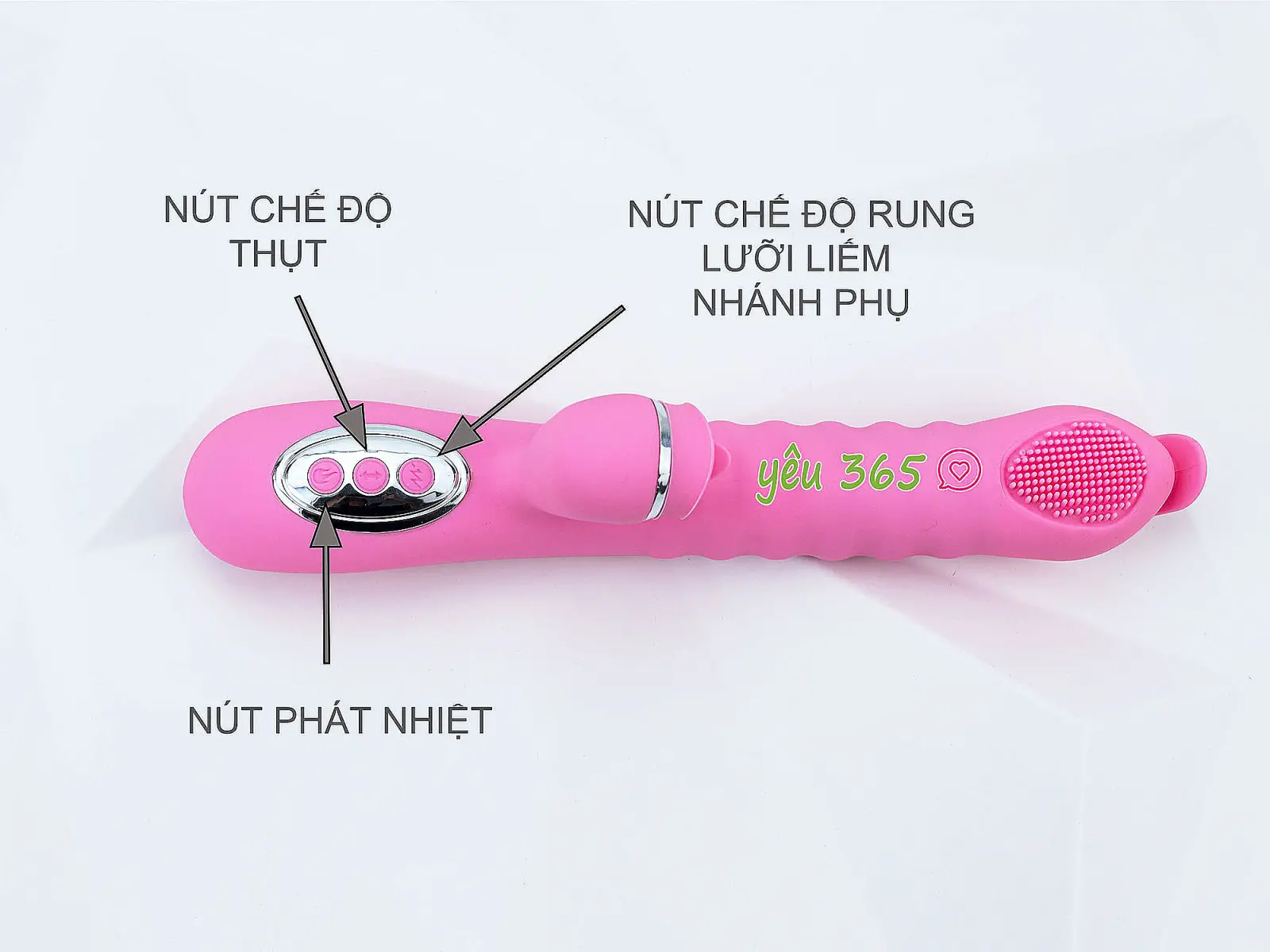 Máy mát xa lưỡi liếm 2 đầu Telescopic liếm, rung, thụt pin sạc, ấm nóng