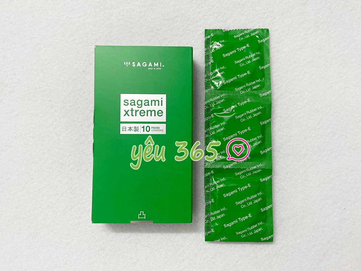 Bao cao su có gai Nhật Bản Sagami Xtreme Green Siêu Mỏng 10 bao