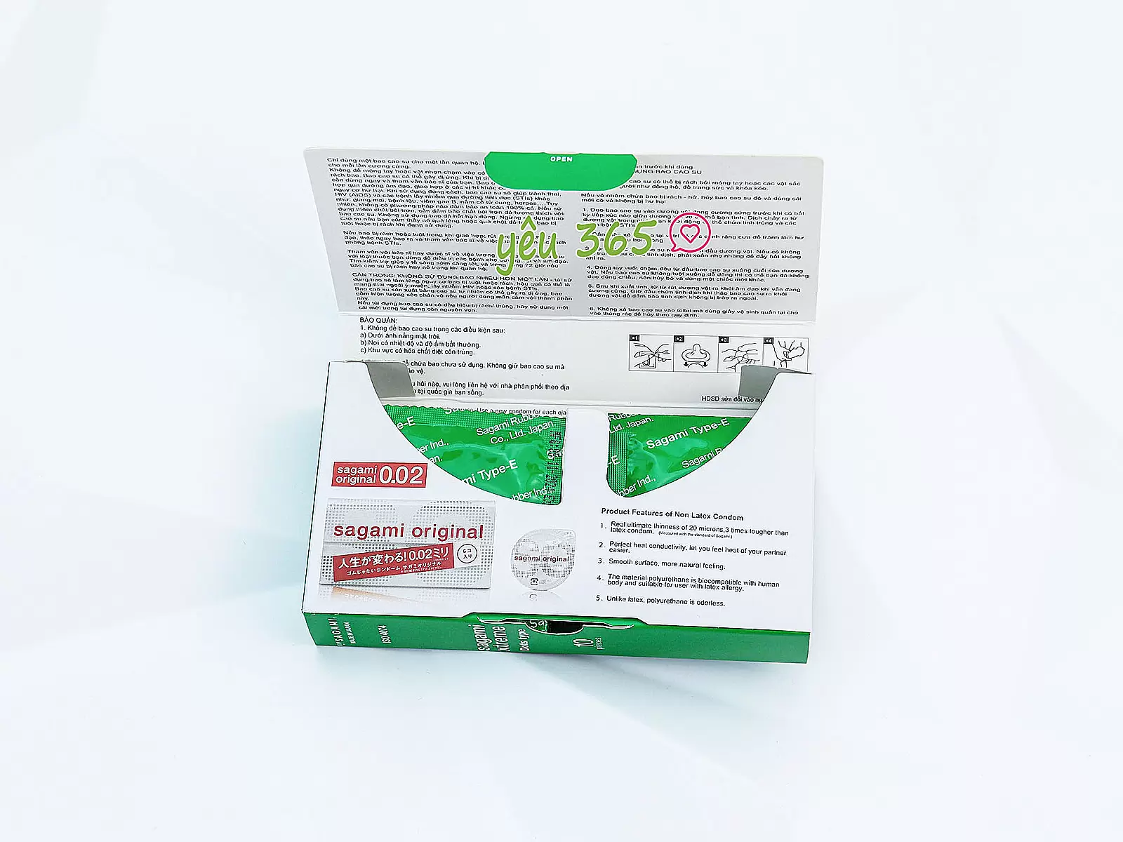 Bao cao su có gai Nhật Bản Sagami Xtreme Green Siêu Mỏng 10 bao