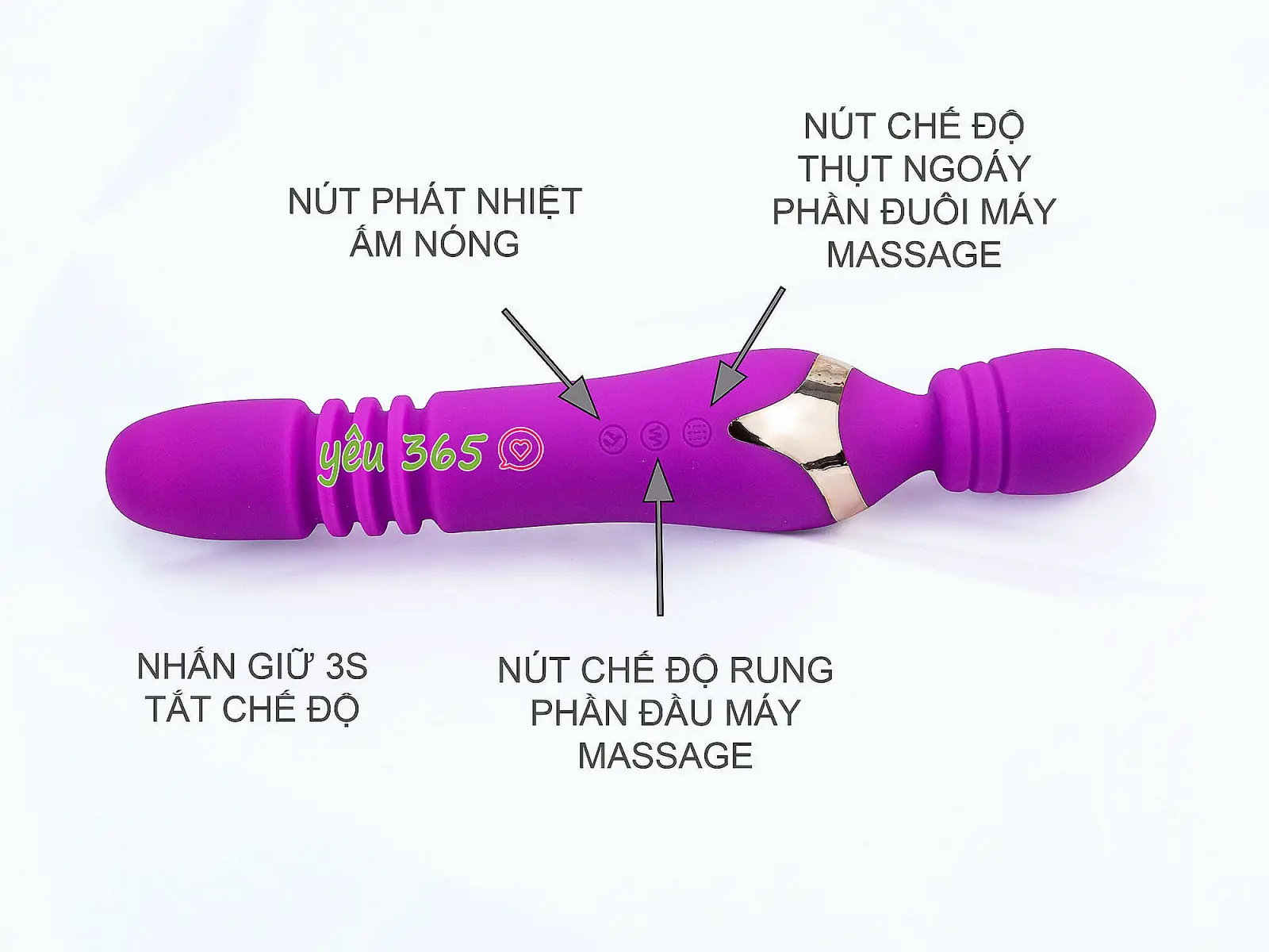 Máy massage điểm G Man Nuo phát nhiệt 2 đầu rung thụt, ngoáy pin sạc