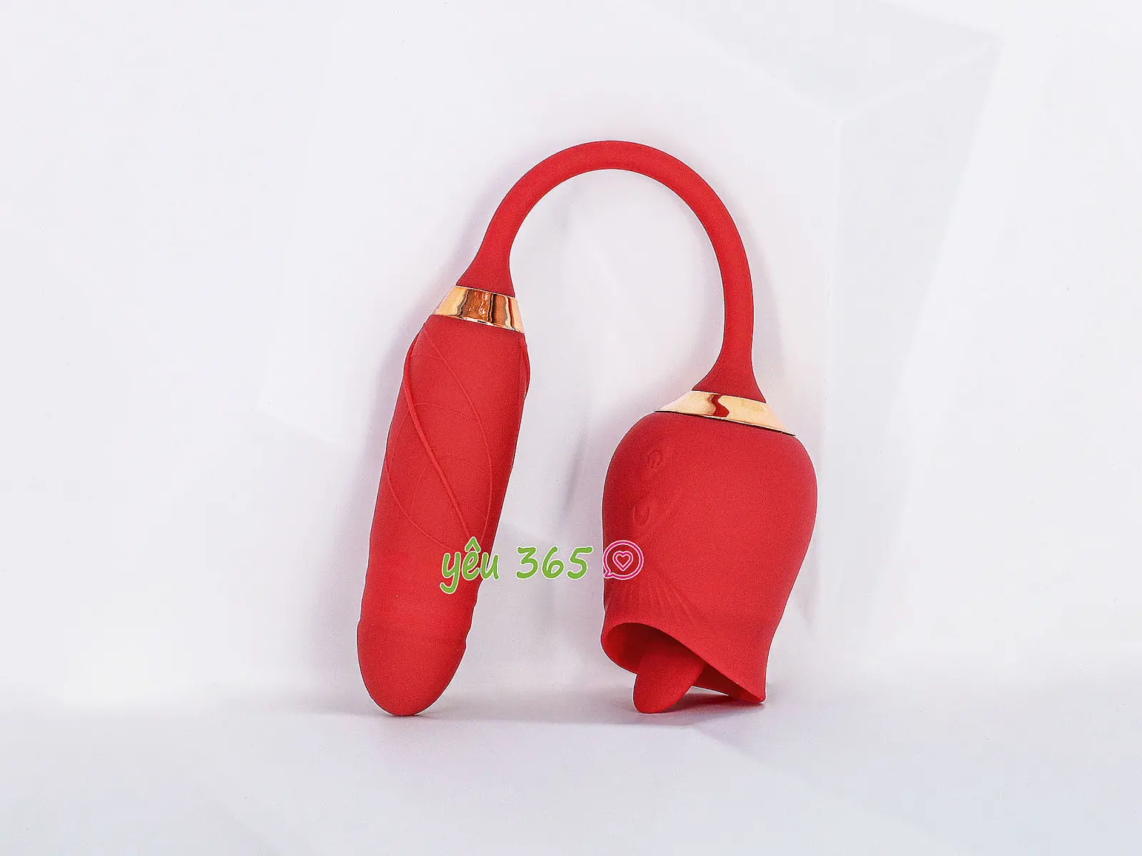 Trứng rung tình yêu hoa hồng hai đầu lưỡi liếm và trứng rung thụt