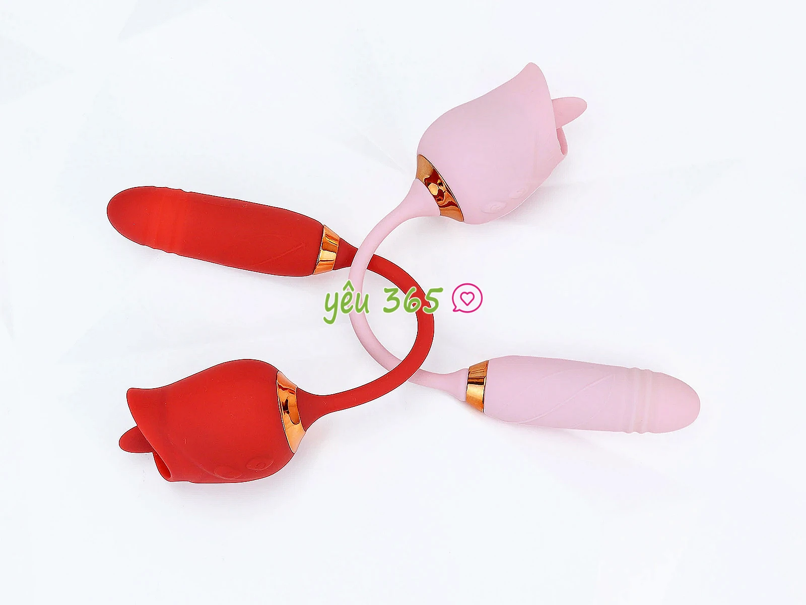 Trứng rung hoa hồng 2 đầu: lưỡi liếm và đầu rung thụt