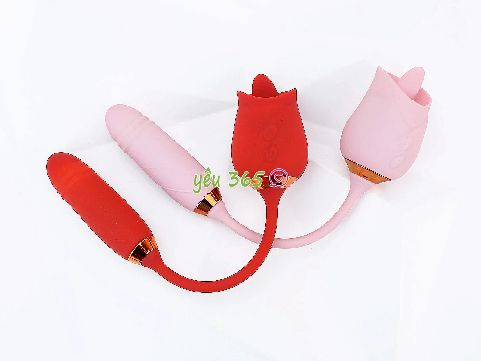 Trứng rung hoa hồng 2 đầu: lưỡi liếm và đầu rung thụt
