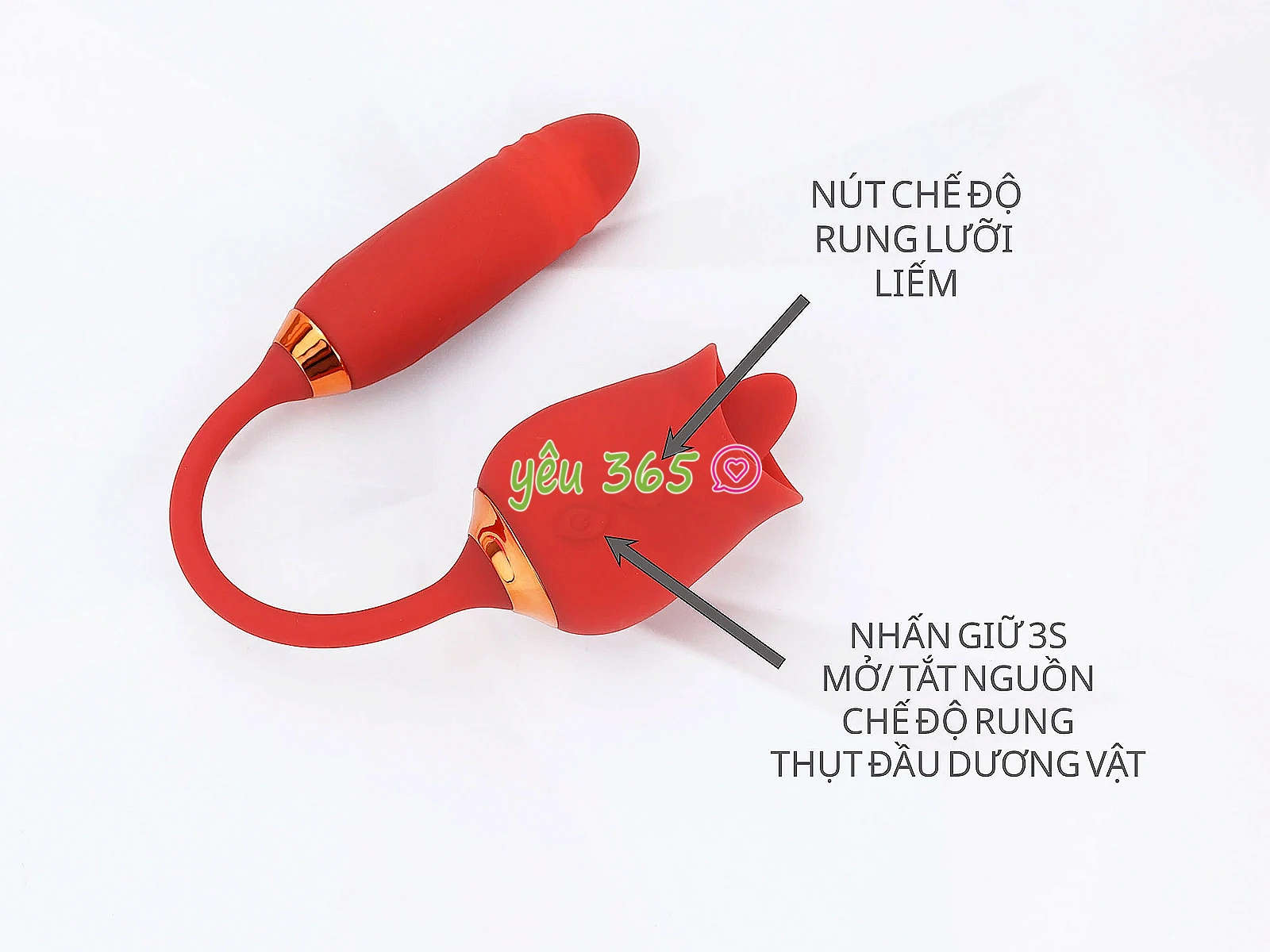 Trứng rung hoa hồng 2 đầu: lưỡi liếm và đầu rung thụt