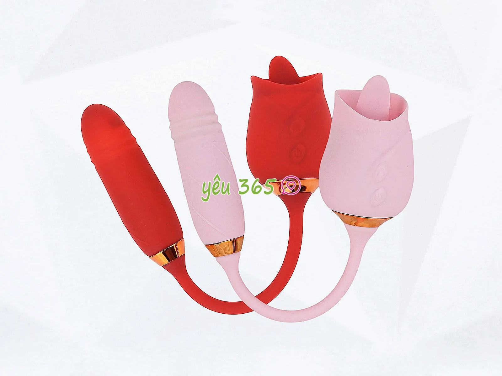 Trứng rung hoa hồng 2 đầu: lưỡi liếm và đầu rung thụt