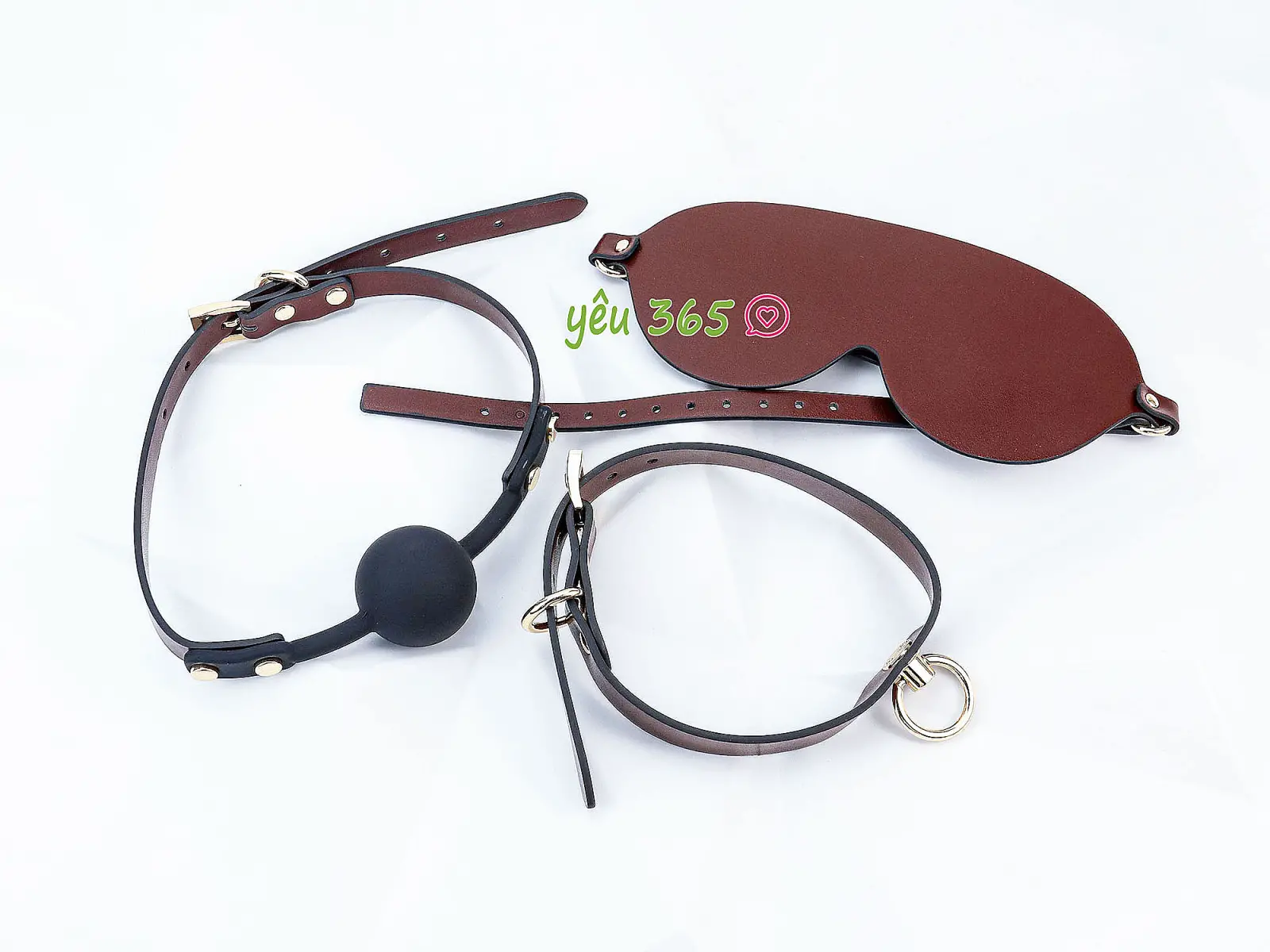 Túi đồ chơi bạo dâm da nâu 8 món