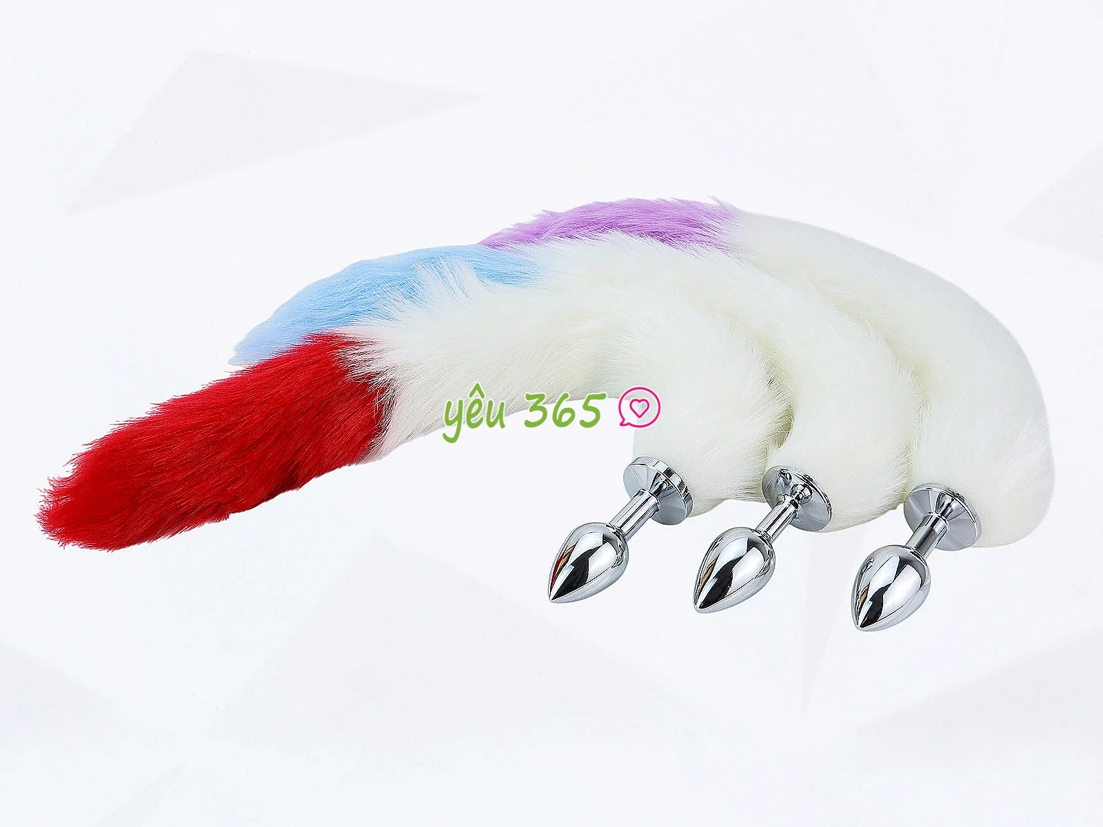 Plug hậu môn inox 304 đuôi chồn, 3 màu lông