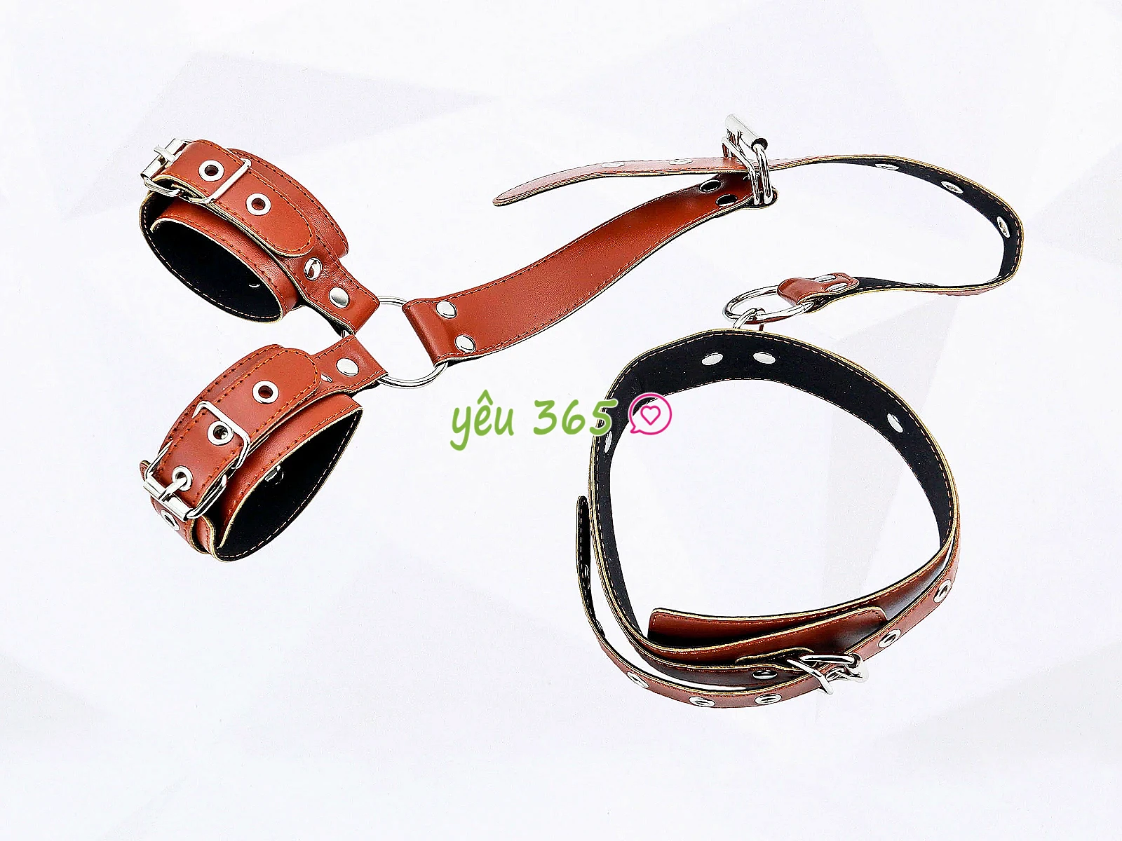 Đồ chơi bạo dâm khóa cổ còng tay da cao cấp