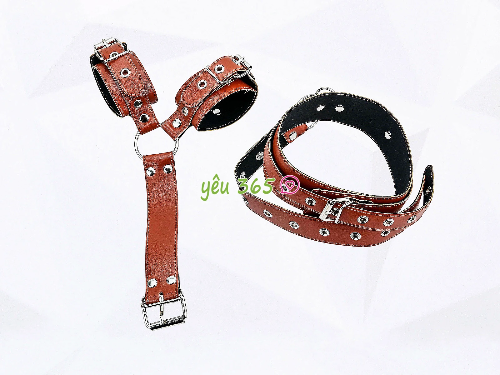 Đồ chơi bạo dâm khóa cổ còng tay da cao cấp