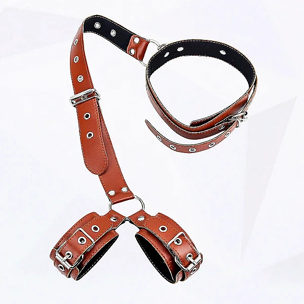 Phụ kiện BDSM khóa cổ còng tay da cao cấp gợi cảm