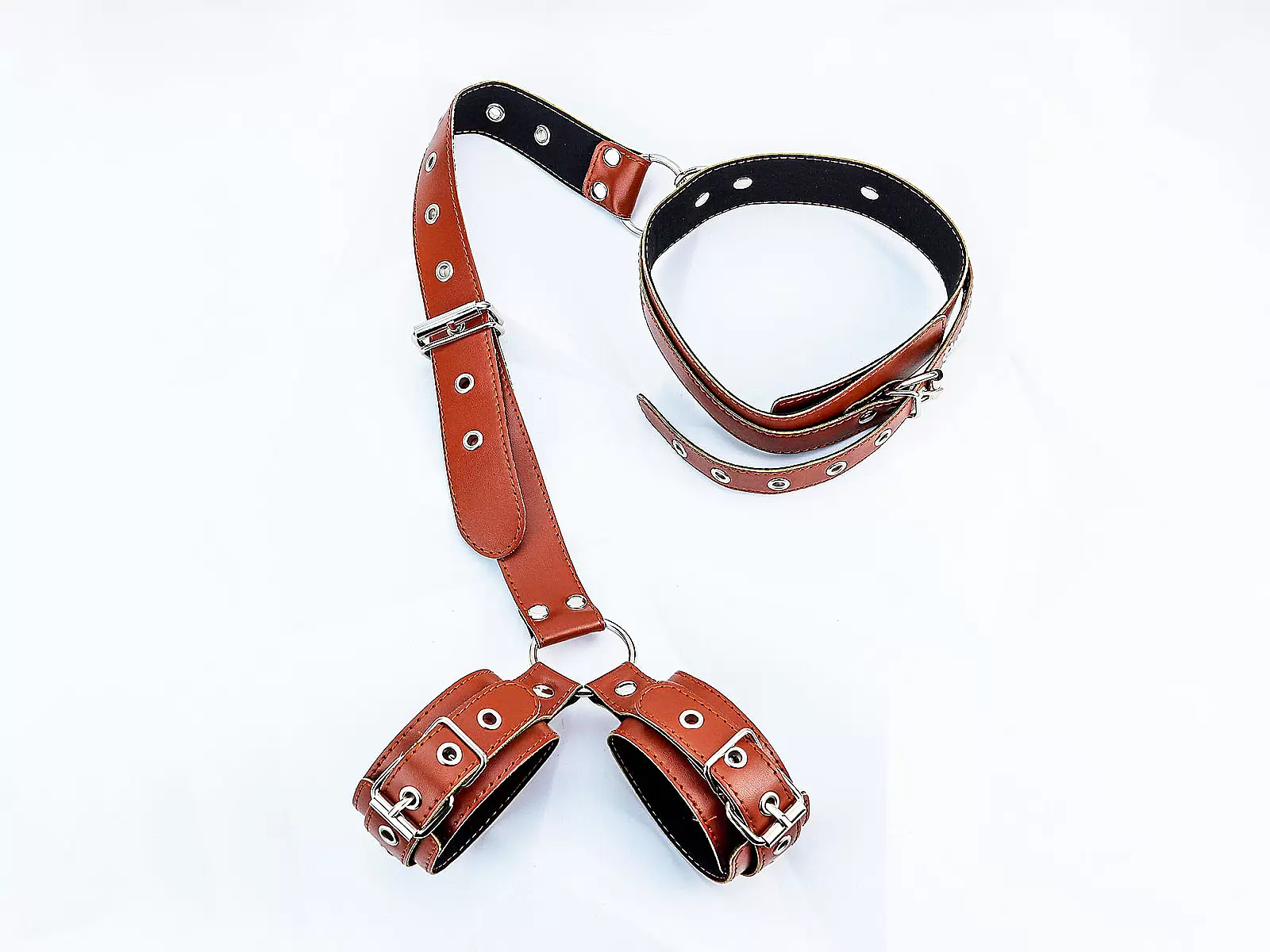Phụ kiện BDSM khóa cổ còng tay da cao cấp gợi cảm