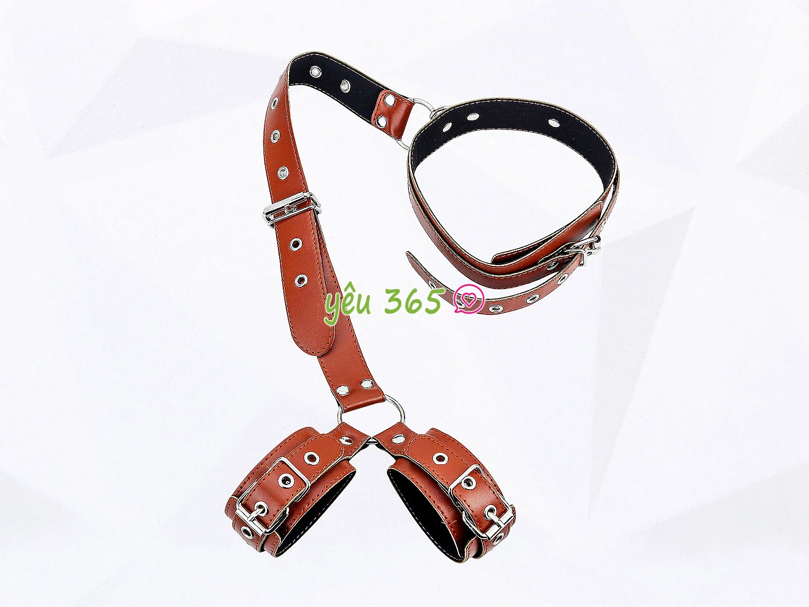 Phụ kiện BDSM khóa cổ còng tay da cao cấp gợi cảm