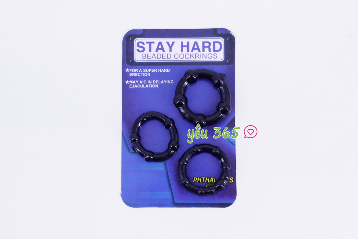 Bộ 3 vòng đeo Stay Hard đen 1