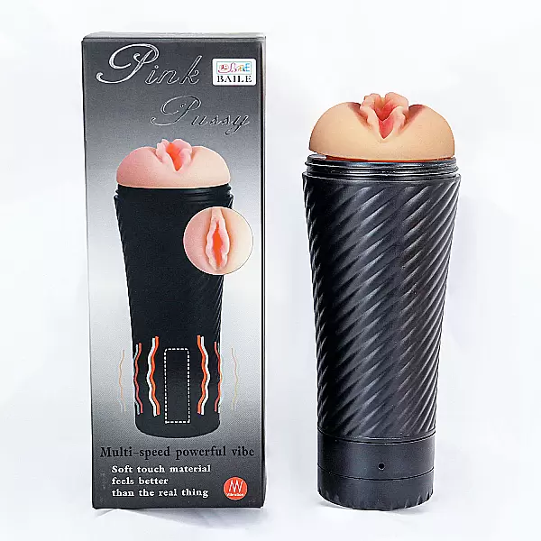 Âm đạo giả đèn pin Pink Pussy có rung cho nam