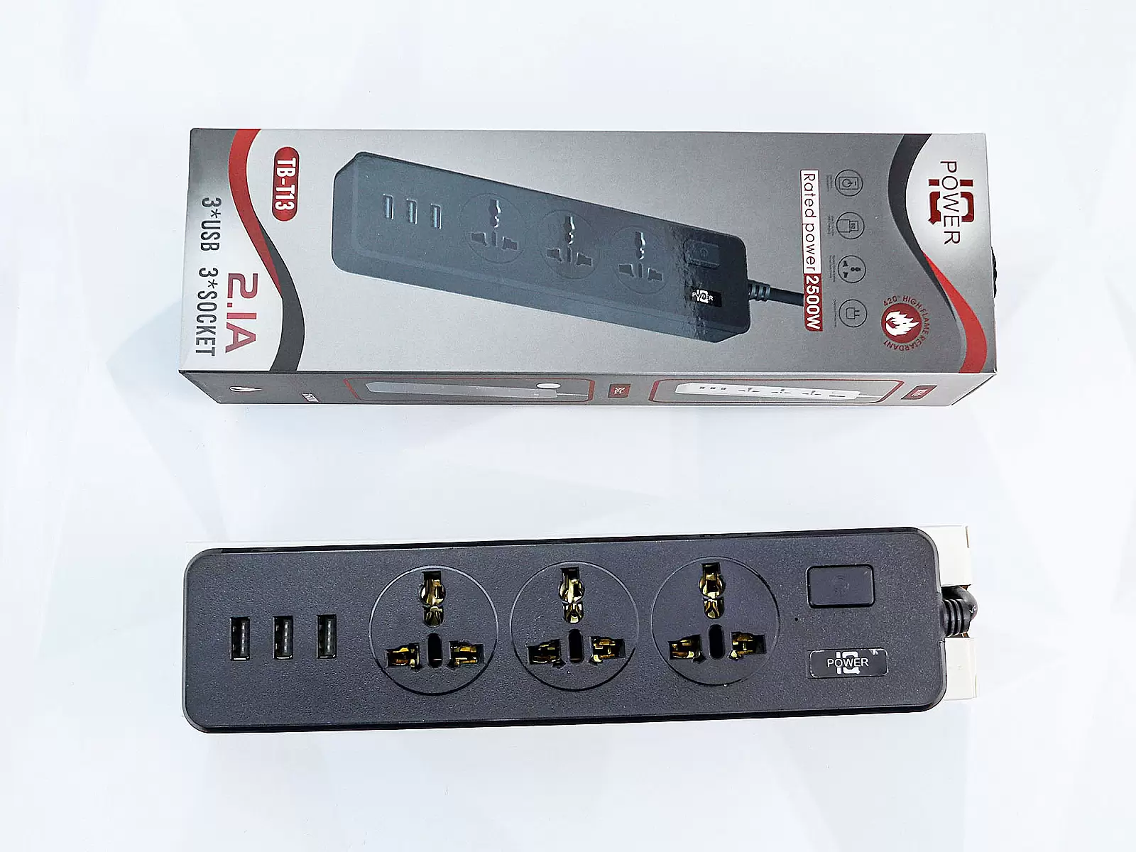 Ổ Cắm Điện IQ Power TB-T13 3 Chấu – 3 Cổng USB Công Suất 2500W