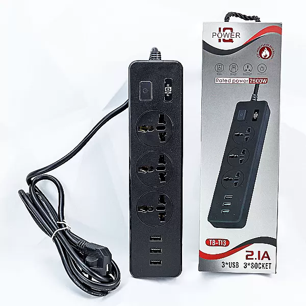 Ổ Cắm Điện IQ Power TB-T13 3 Chấu – 3 Cổng USB Công Suất 2500W
