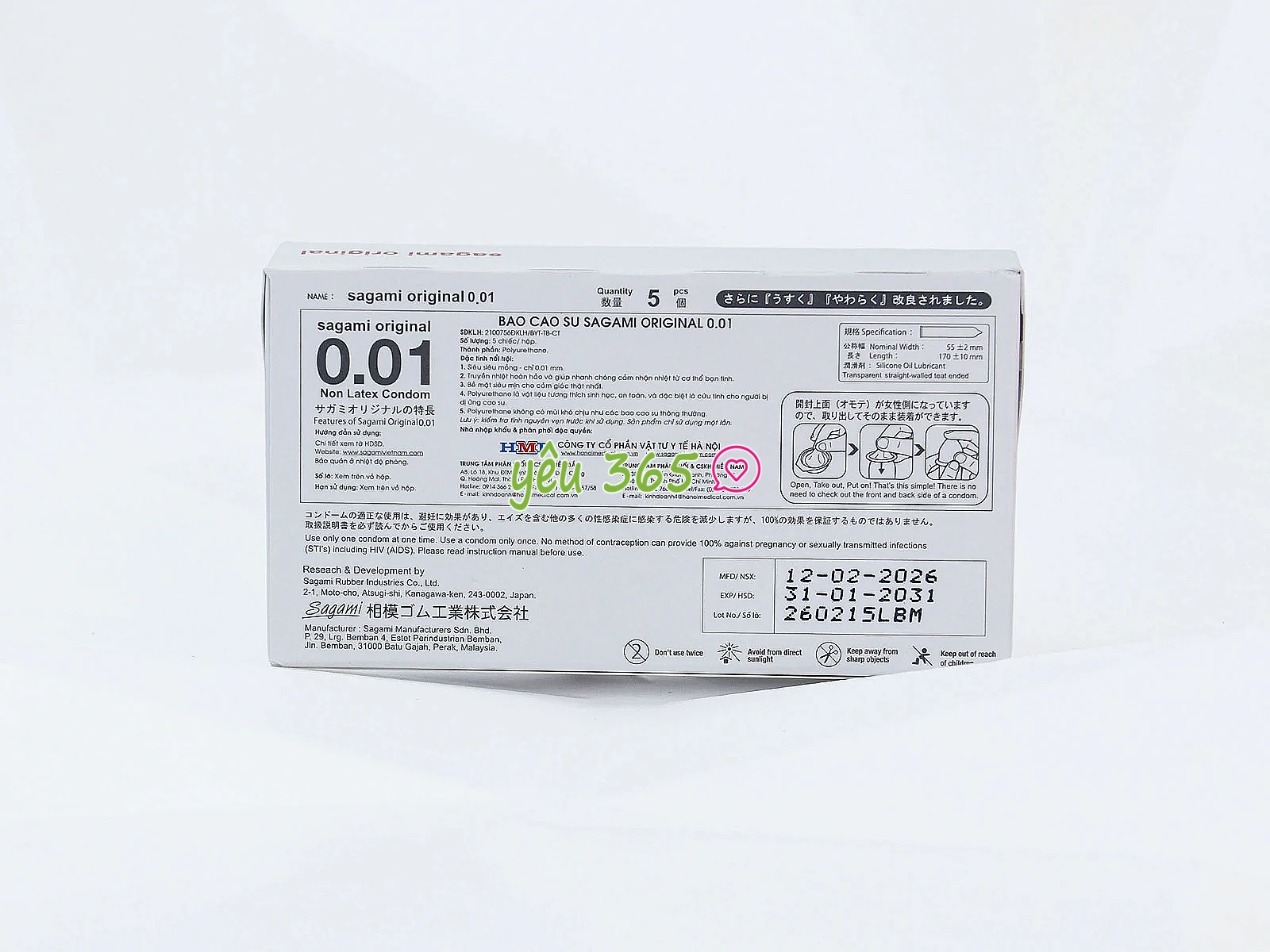 Bao cao su Sagami Original siêu mỏng 0.01mm mang đến cảm giác chân thật, tăng độ nhạy cảm