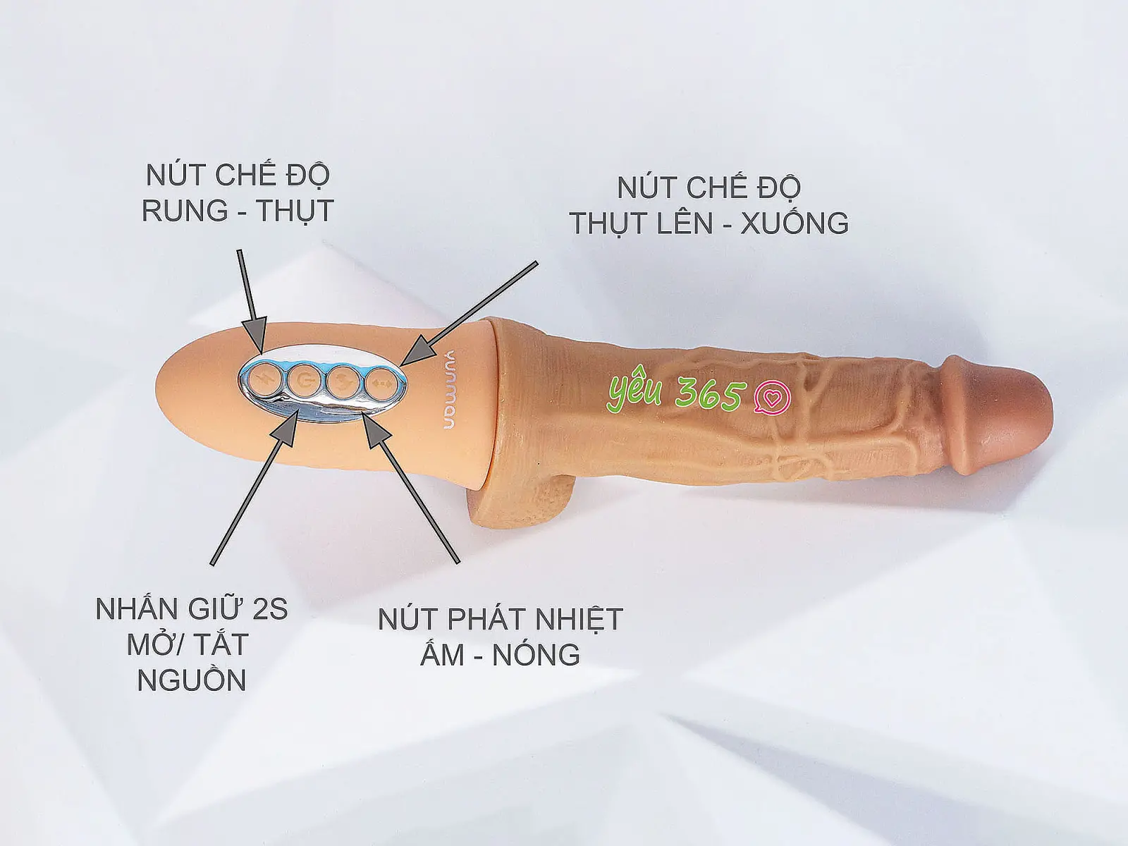 Dương vật giả Intense rung thụt, phát nhiệt 42 độ