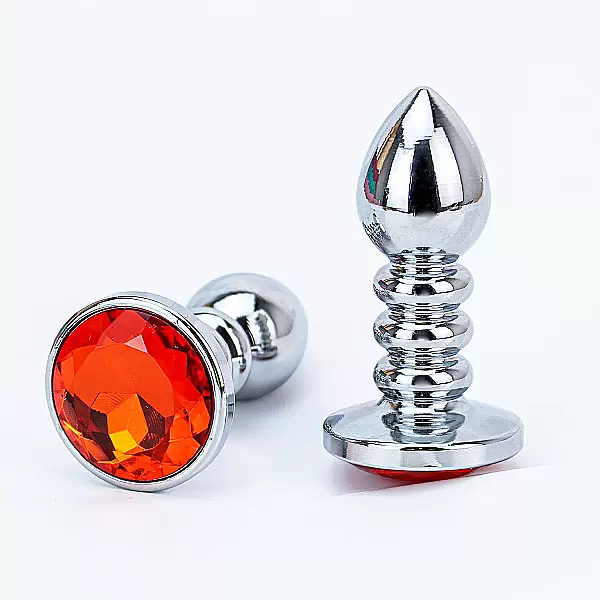 Đồ chơi kích hậu Inox xoắn ốc đuôi pha lê màu cam