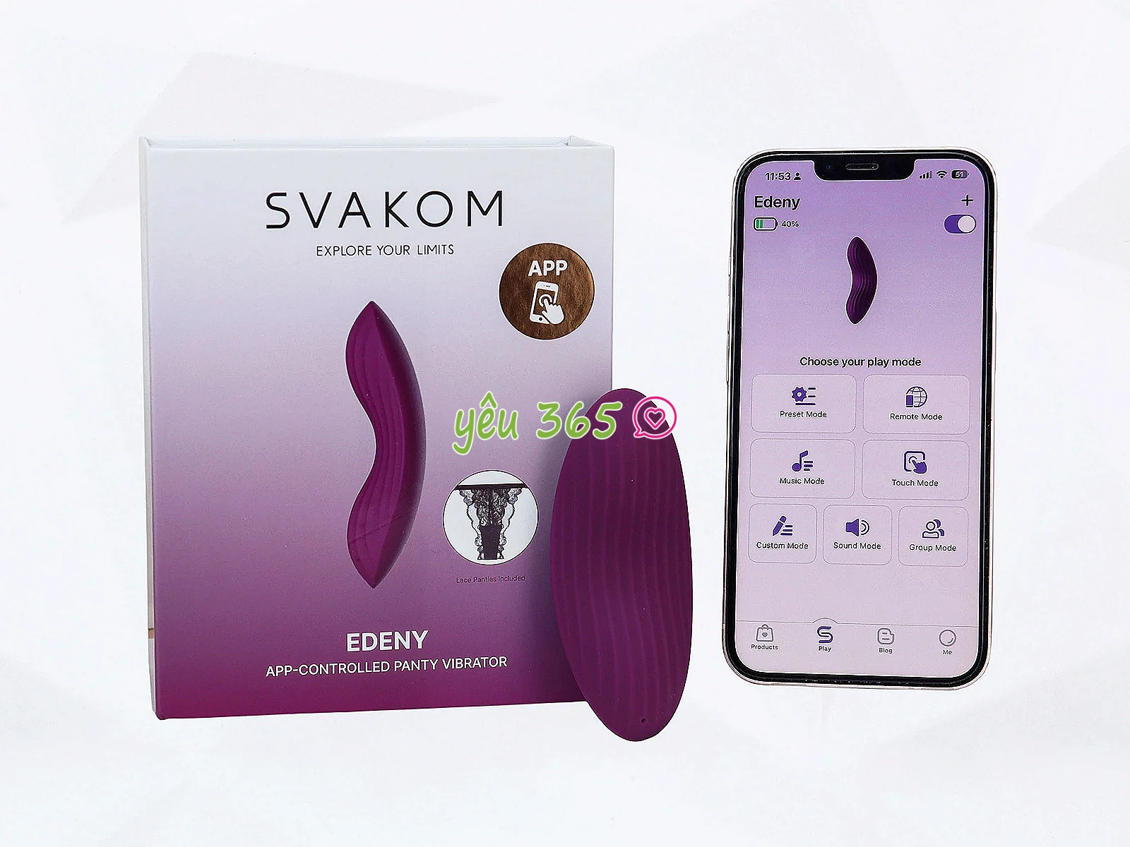 Máy mát xa Lưỡi rung Svakom Edeny siêu mềm điều khiển qua app, có quần lót