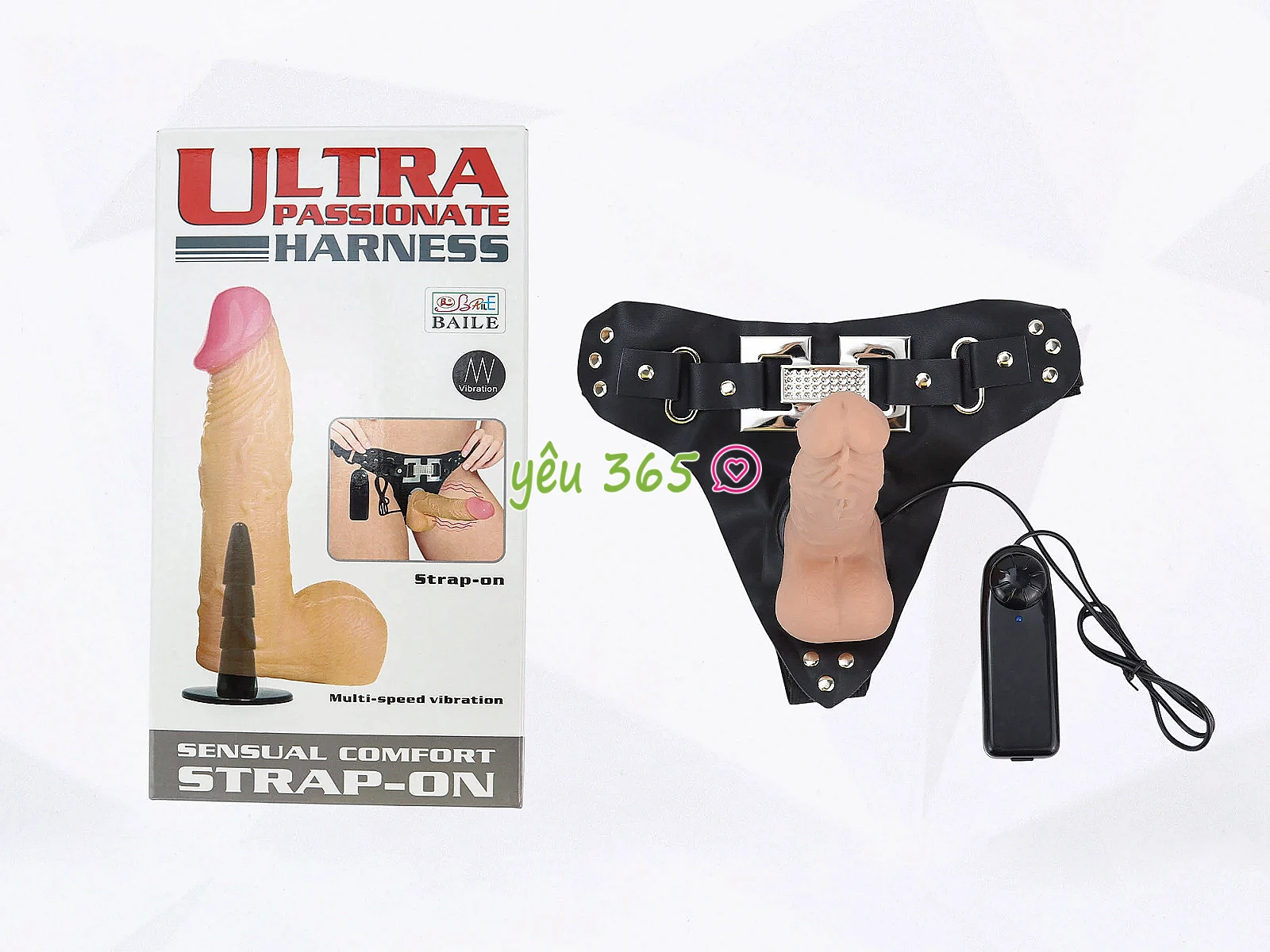 Dương vật giả có dây đeo Ultra Passionate Harness có rung