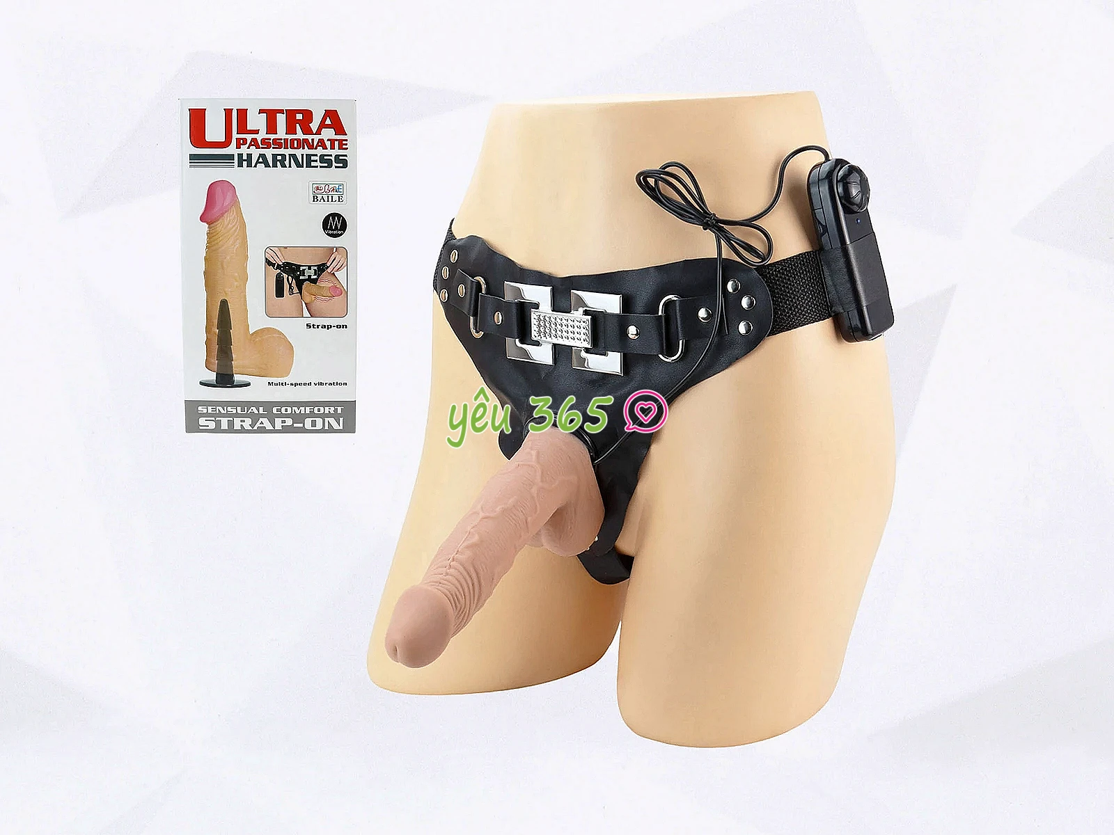 Dương vật giả Ultra Passionate Harness có rung có dây đeo