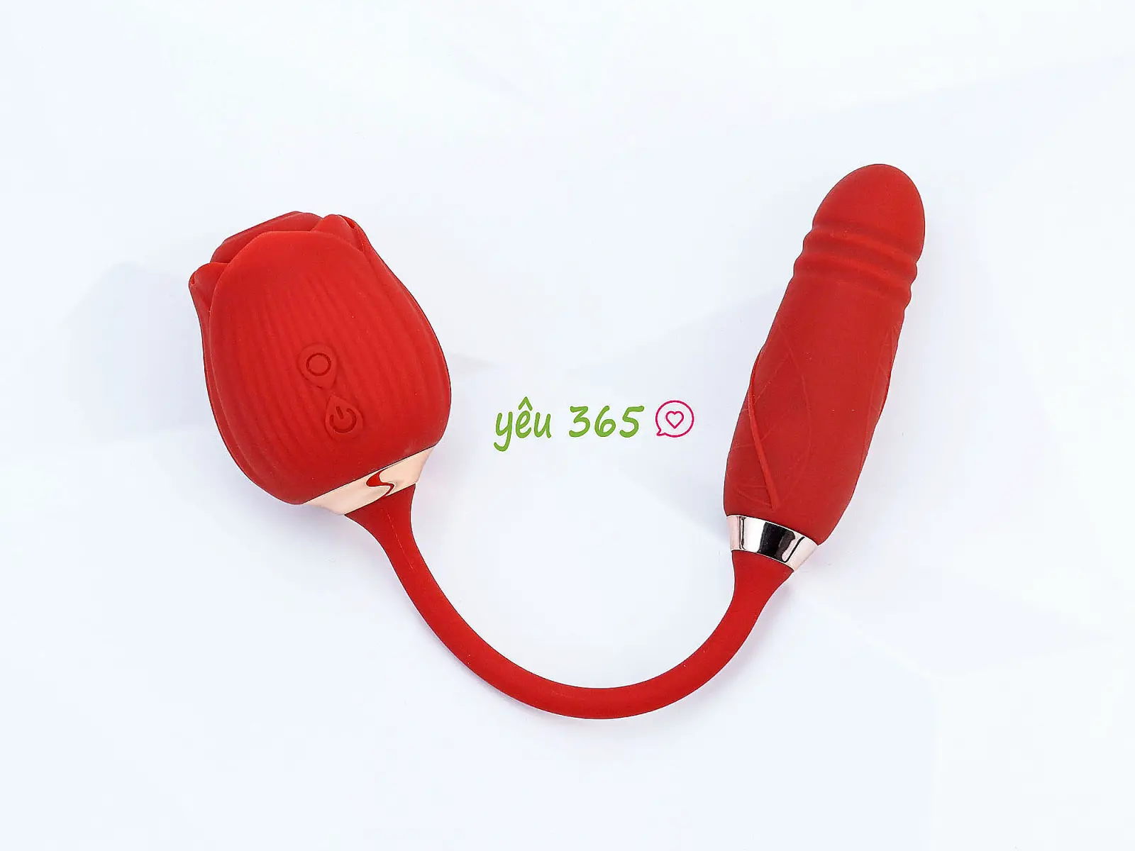 Trứng rung hoa hồng hai đầu lưỡi đánh và trứng rung thụt pin sạc