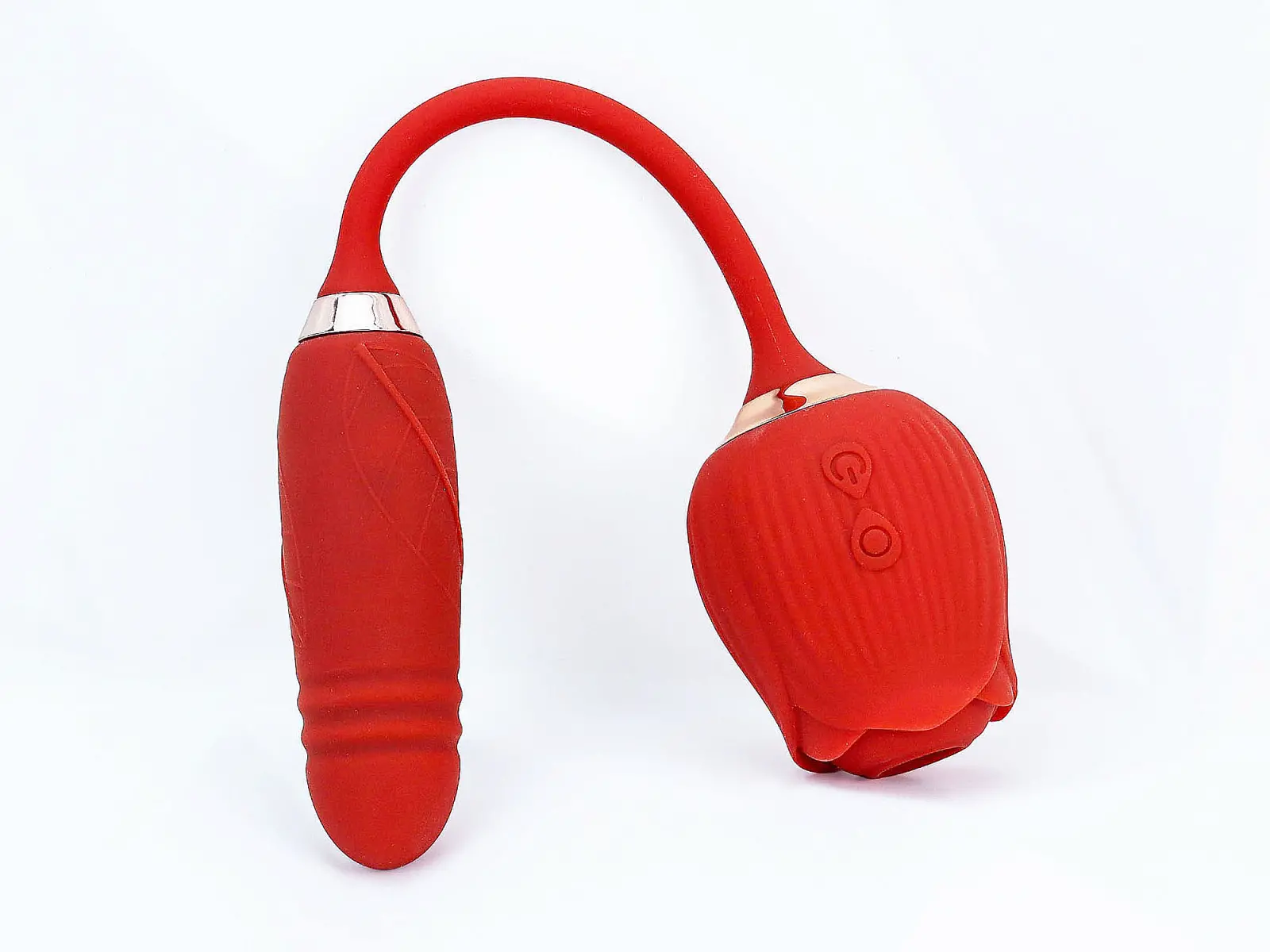 Trứng rung hoa hồng hai đầu lưỡi đ&aacute;nh v&agrave; trứng rung thụt pin sạc