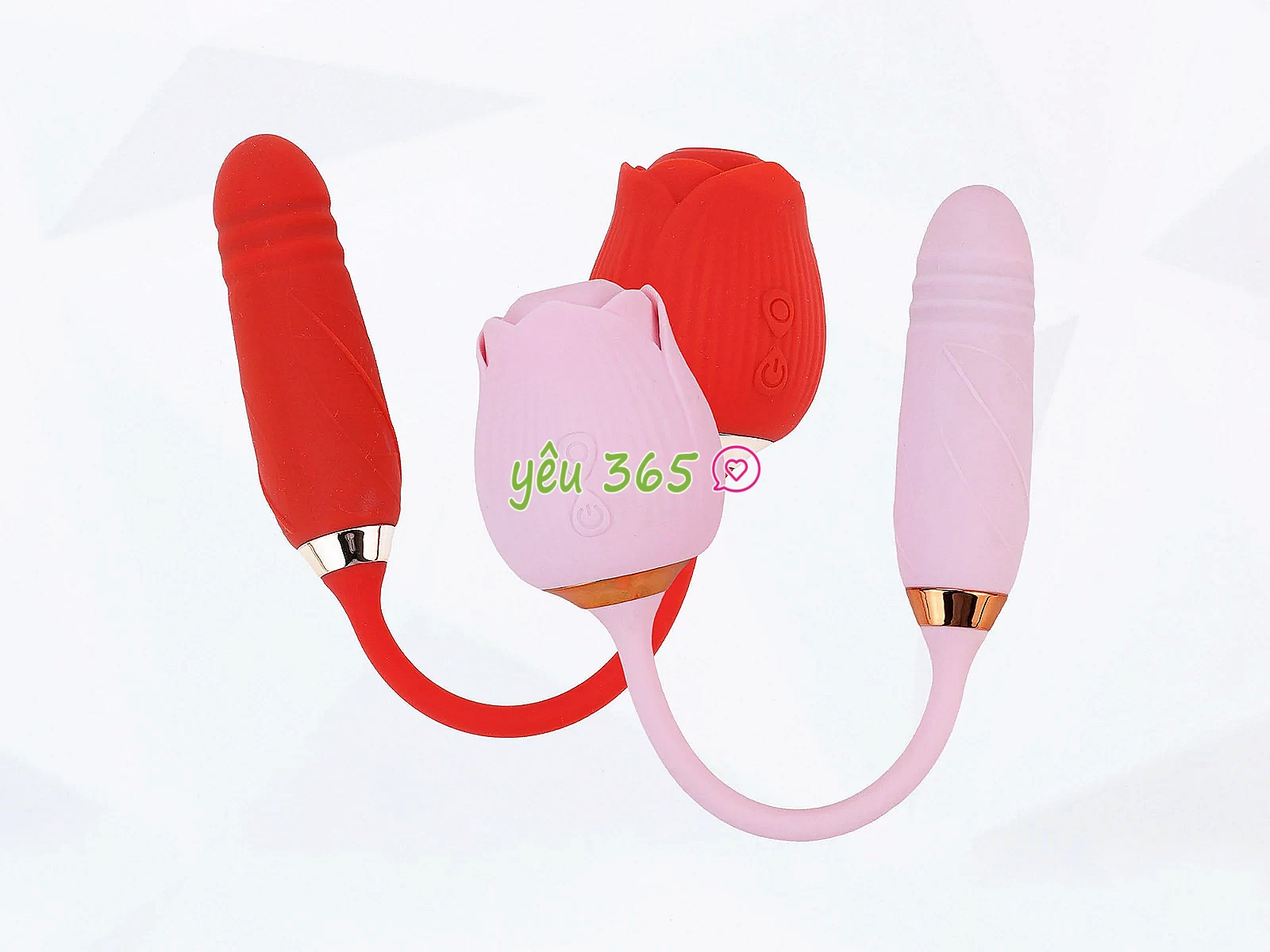 Trứng rung hoa hồng 2 đầu lưỡi đánh và thụt pin sạc