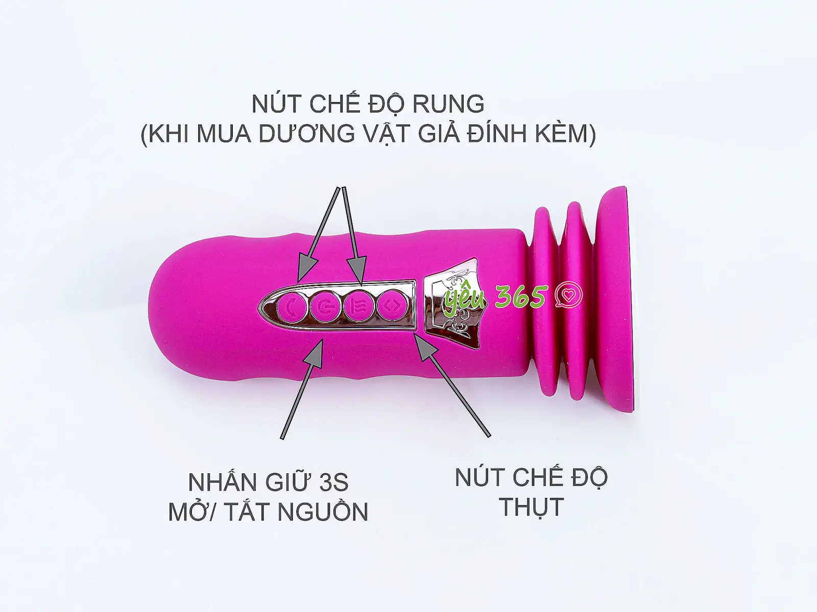 Đế gắn dương vật có đế rung thụt pin sạc (không bao gồm dương vật giả)