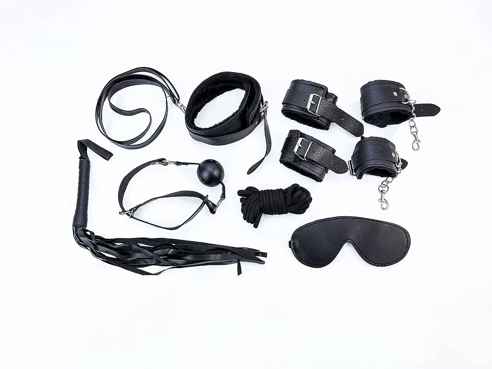 Đồ chơi bạo dâm da đen 7 món bộ phụ kiện quyến rũ cho cặp đôi thích cảm giác mạnh