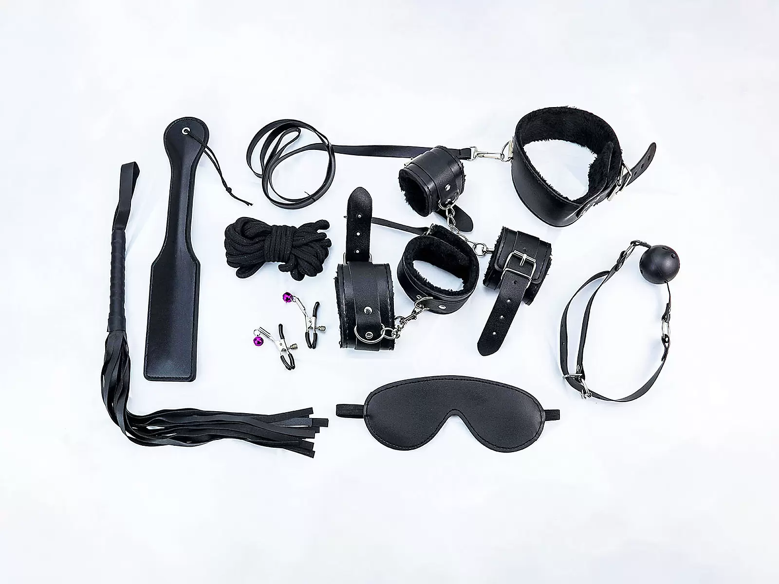 Đồ chơi bạo dâm da đen 9 món bộ phụ kiện quyến rũ cho cặp đôi thích cảm giác mạnh