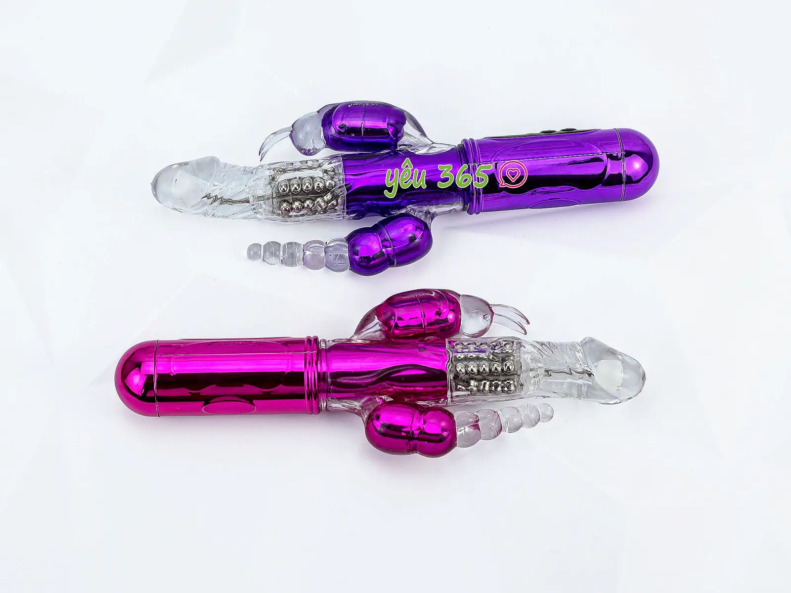 Dương vật giả 3 đầu rung, thụt, ngoáy pin sạc cao cấp
