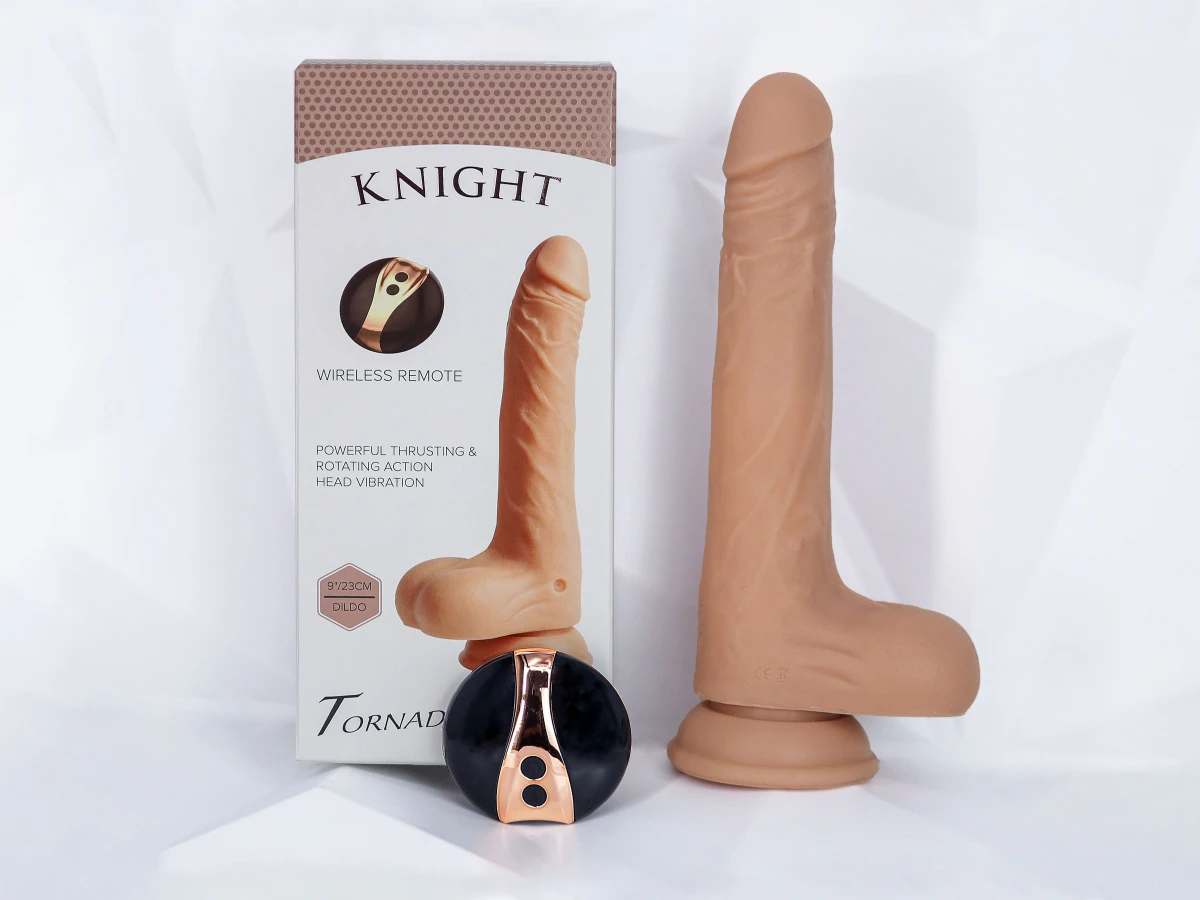 Dương vật giả c&oacute; đế Knight Tornado rung thụt ngo&aacute;y c&oacute; điều khiển rời