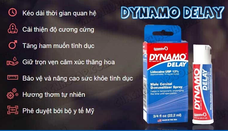 Chai xịt chống xuất tinh sớm Dynamo Delay 22,2ml