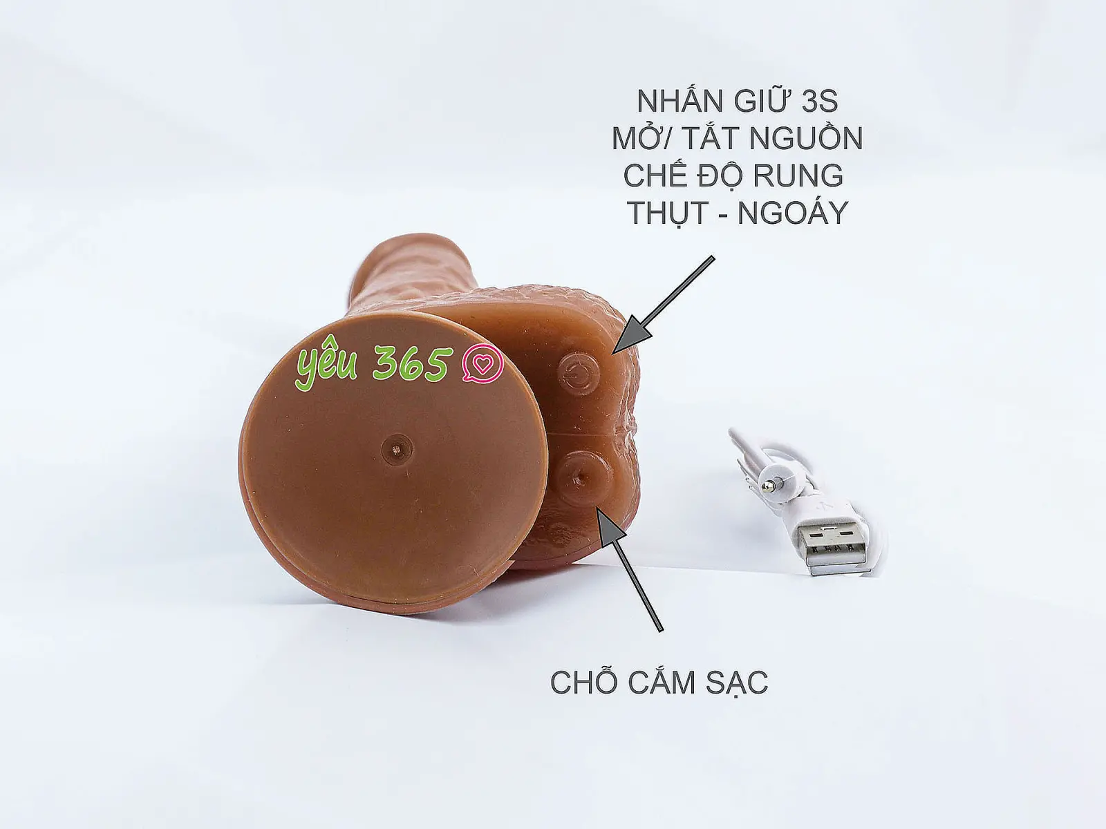 Dương vật giả có đế rung - thụt - ngoáy - phát nhiệt kèm điều khiển