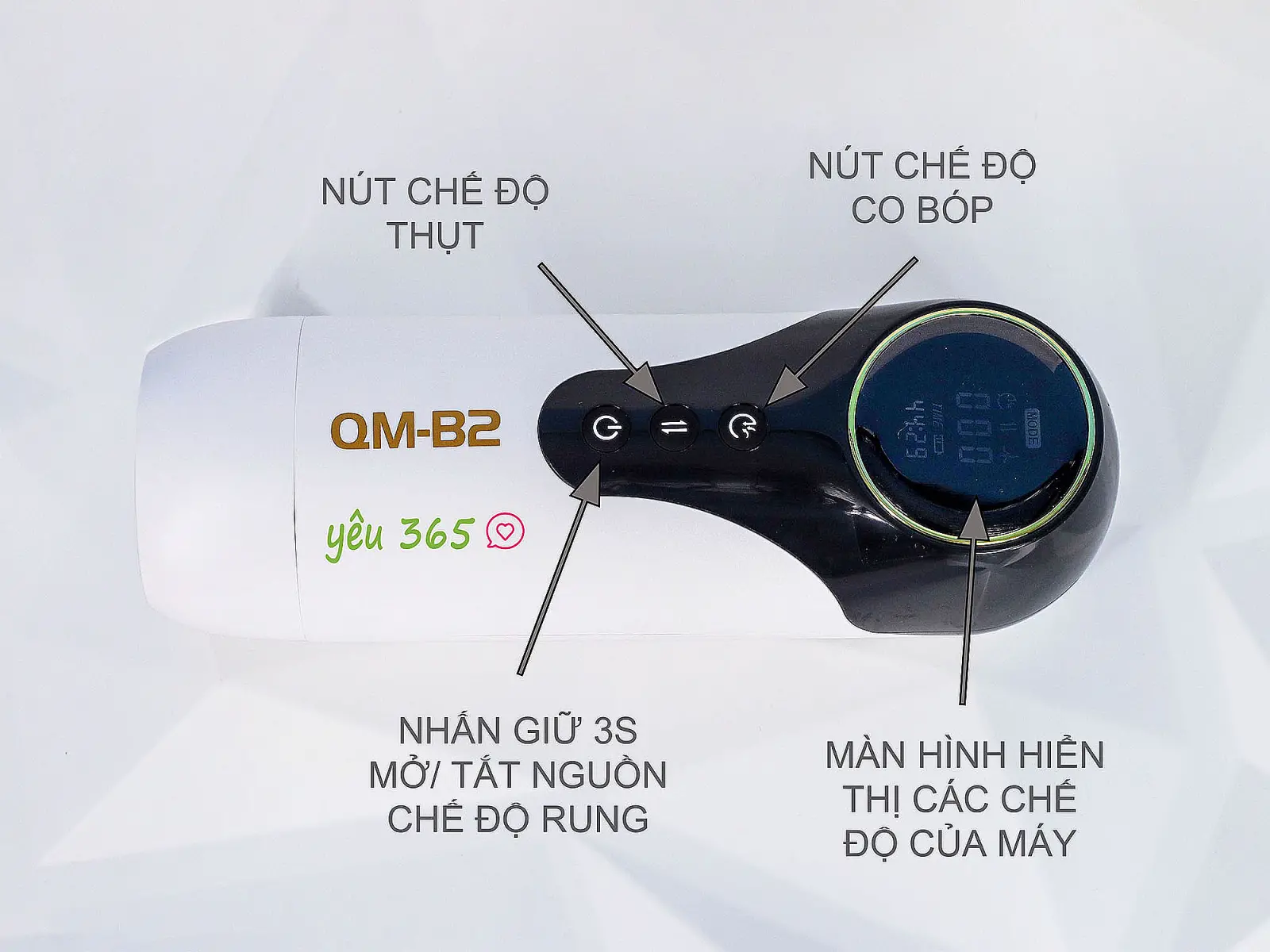 Máy thủ dâm QM-B2 rung, co bóp, sưởi ấm pin sạc