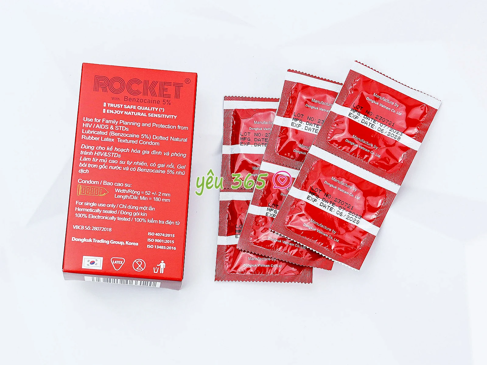 Bao cao su Rocket with Benzocaine 5% gai nổi