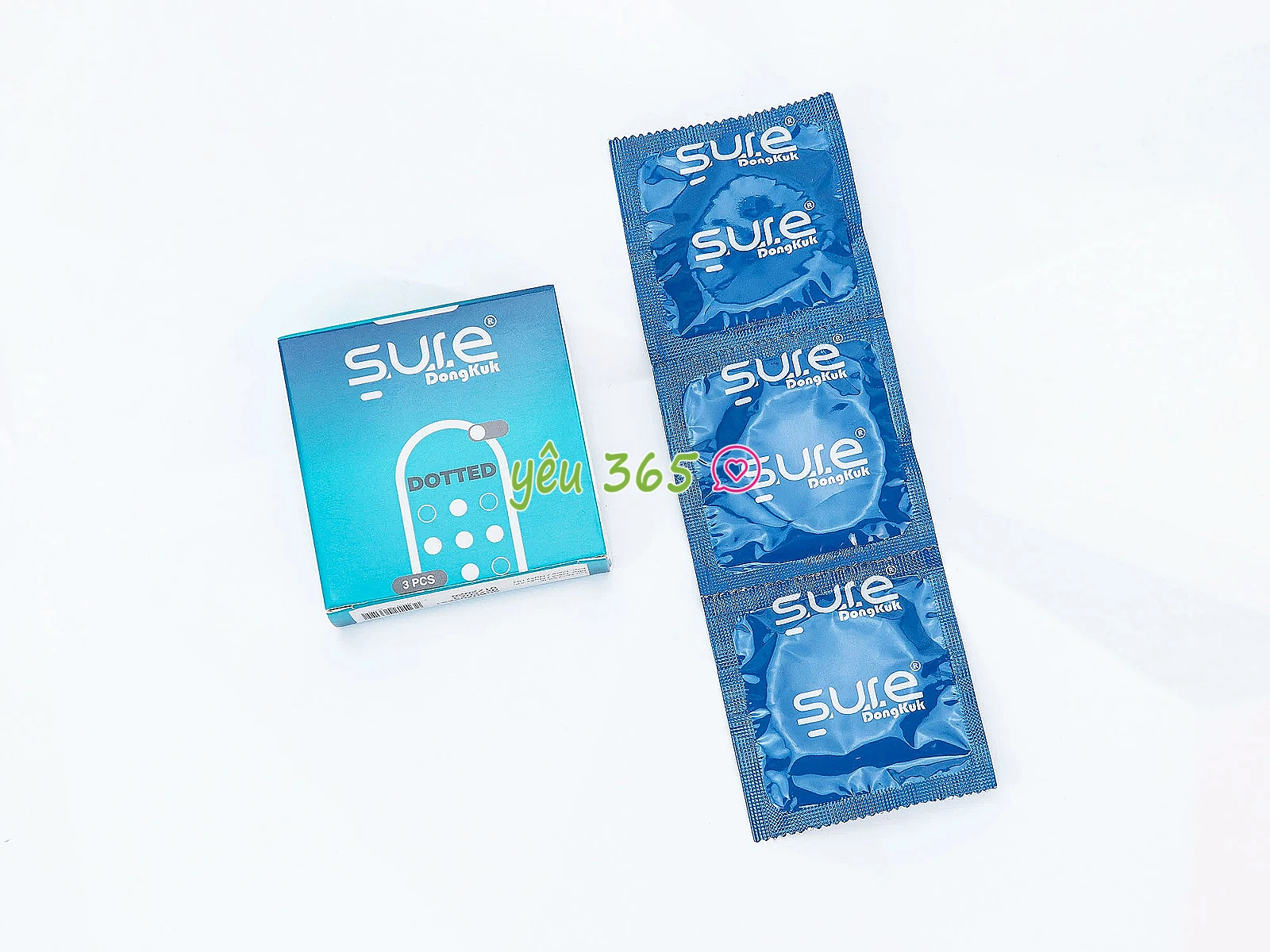 Bao cao su Sure Dongkuk Dotted 3 bao bề mặt gai nổi ma sát kích thích