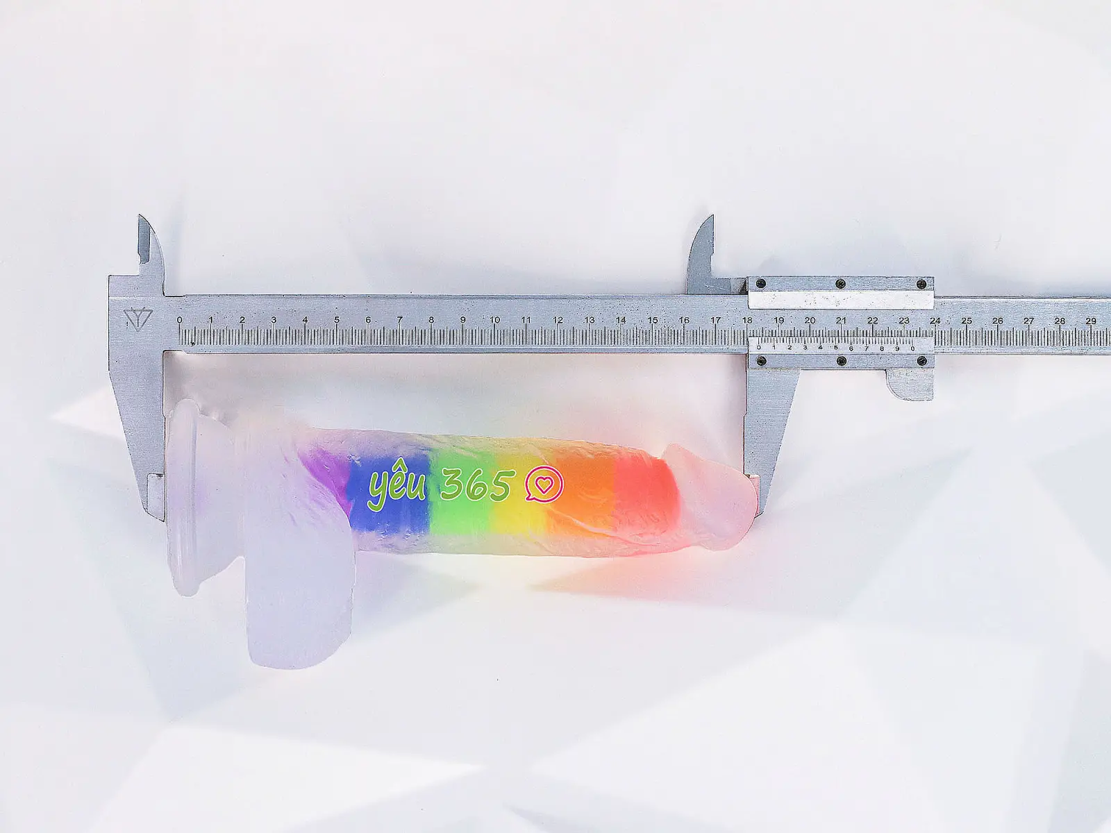 Dương vật giả có đế Jelly Dildo trong suốt 7 sắc màu cầu vồng